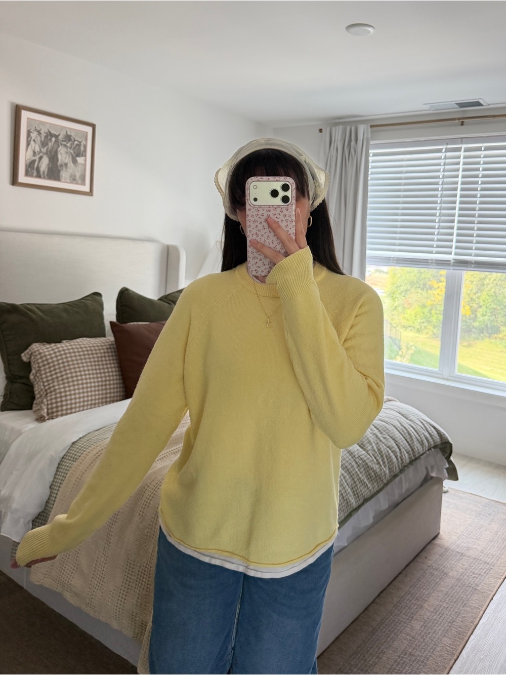 Butter Yellow Roll Hem Sweater Size M